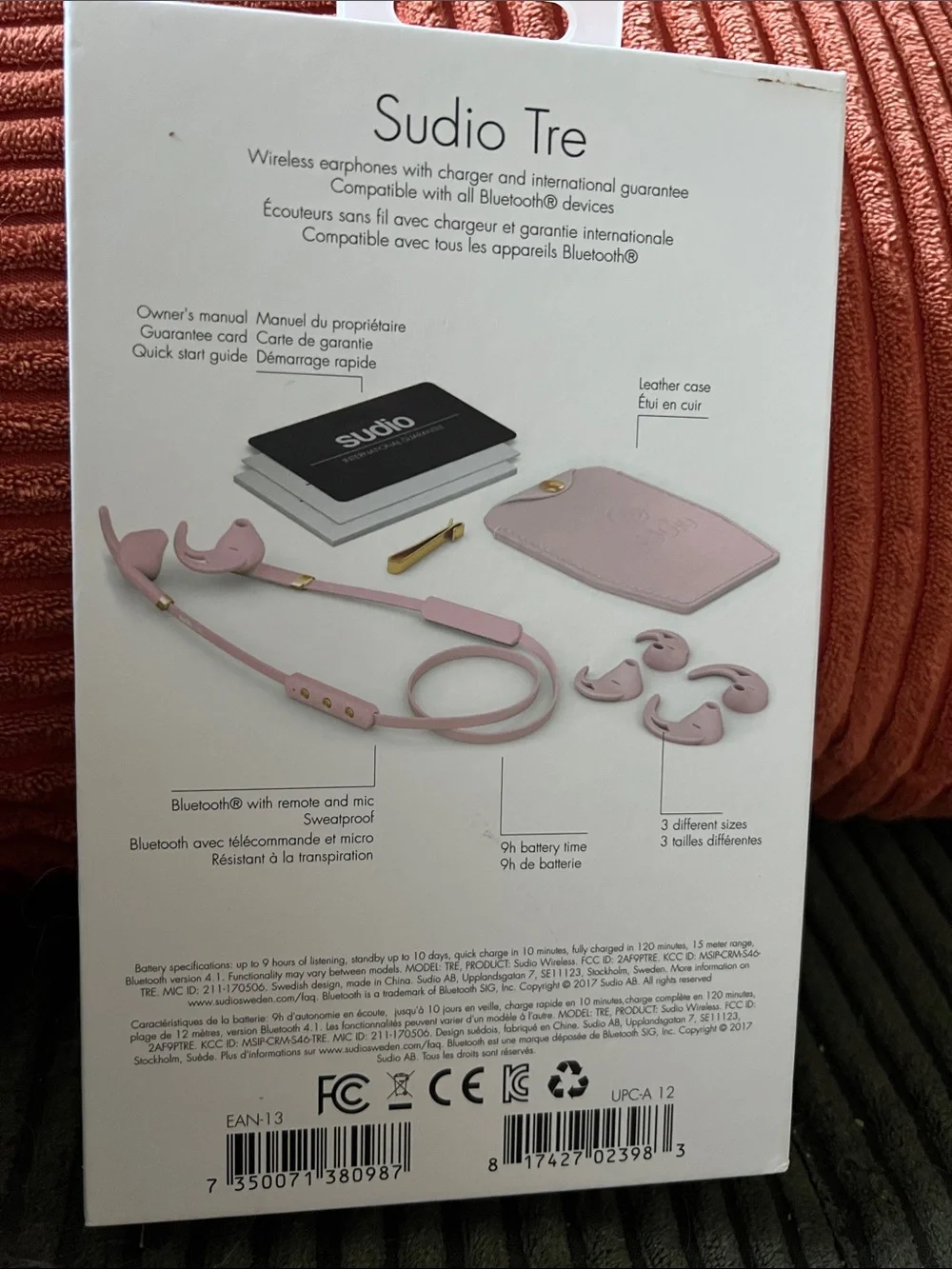 SUDIO Pink Wireless Bluetooth Earbuds - Comfortable Neckband Headset
